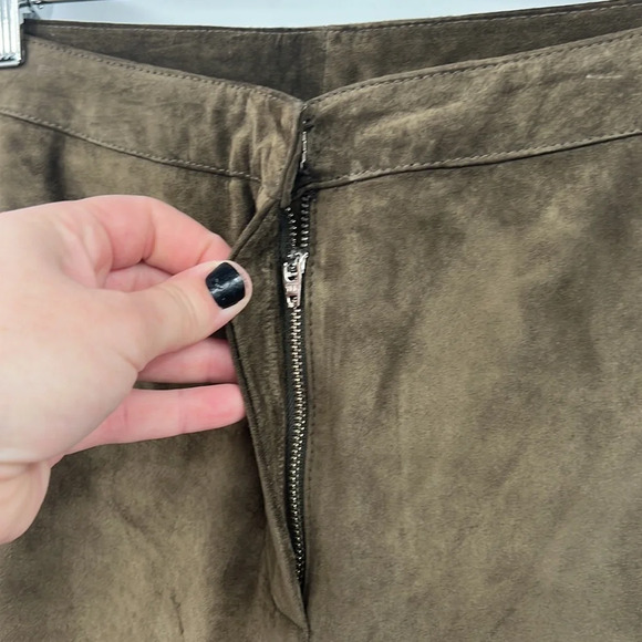 INC International Concepts Pants Womens 6 Brown Suede Genuine Leather Straight‎ - Picture 3 of 10